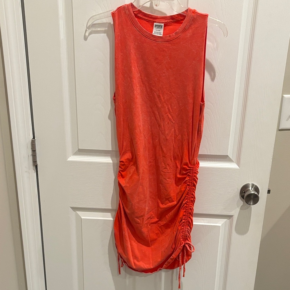 PINK Victoria's Secret Orange Ruched Muscle Tee